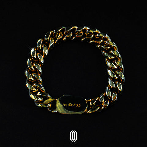 12mm Plain Jane Cuban Bracelet - Gold