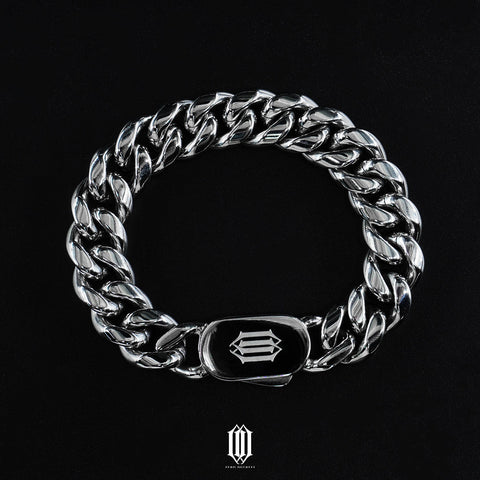 12mm Plain Jane Cuban Bracelet - White Gold