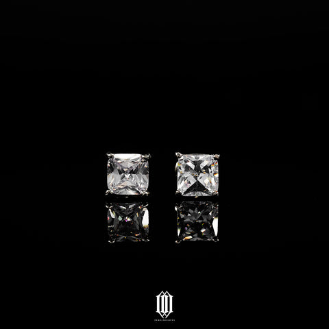 Princess Cut Earstuds - White Gold