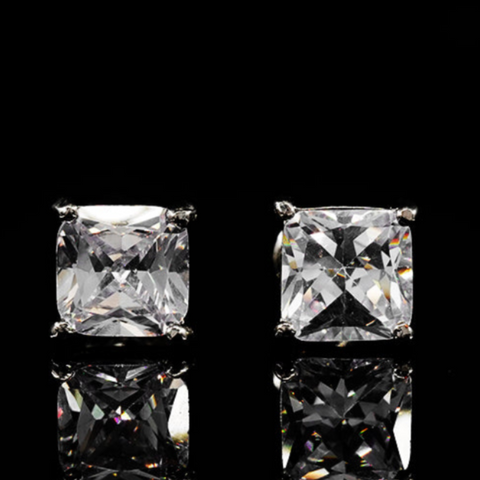 Princess Cut Earstuds - White Gold