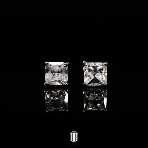 Princess Cut Earstuds - White Gold