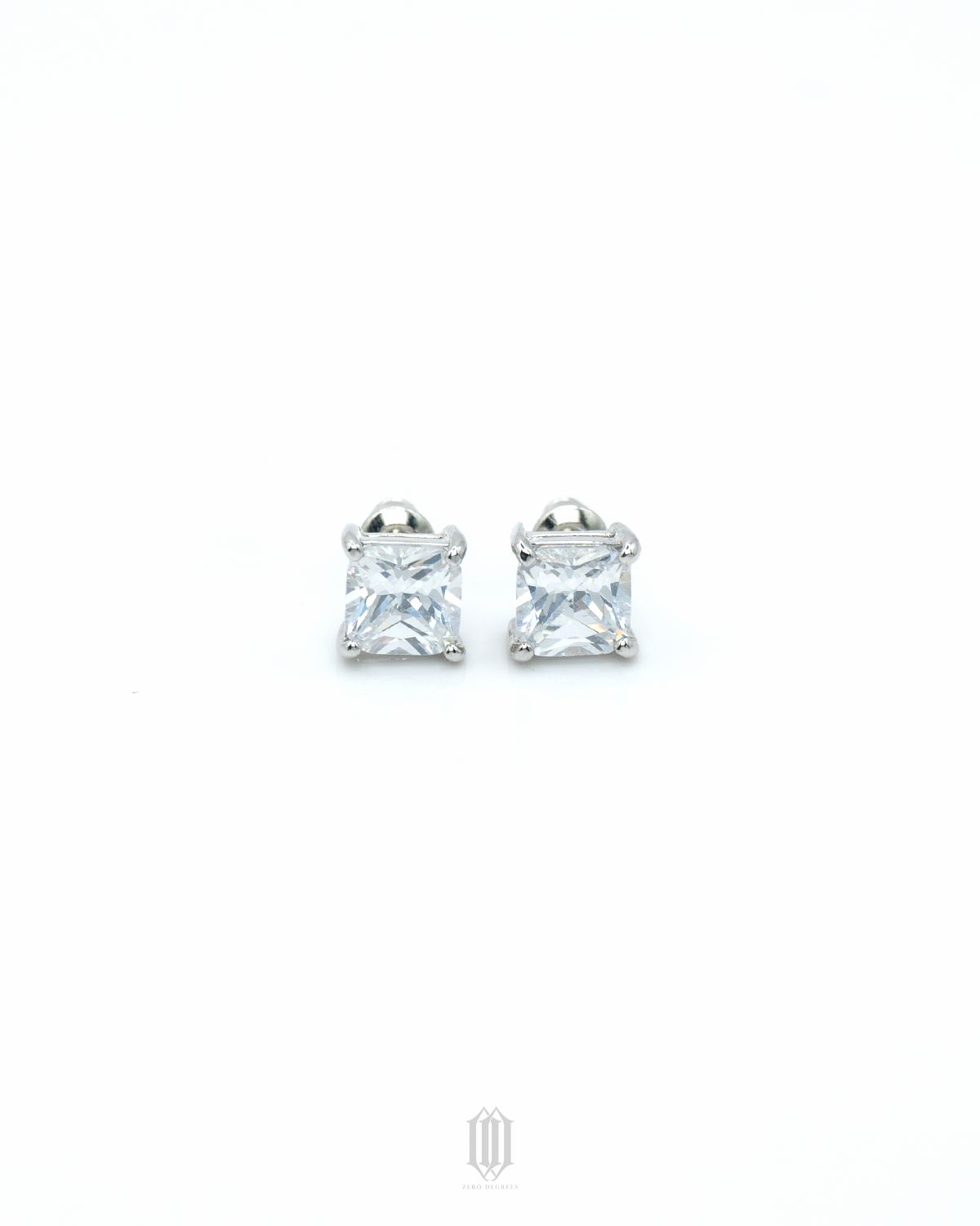 Princess Cut Earstuds - White Gold