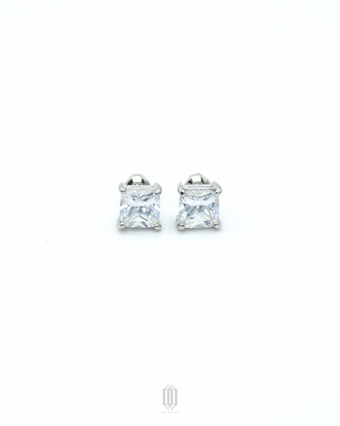Princess Cut Earstuds - White Gold