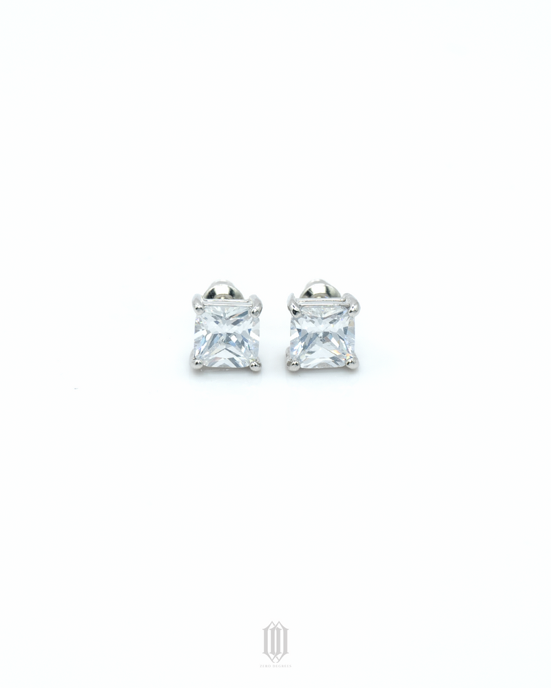 Princess Cut Earstuds - White Gold