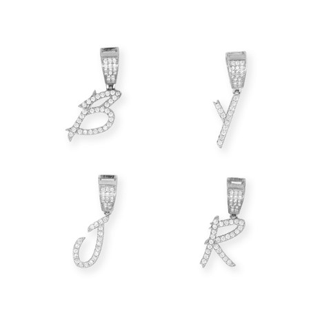 Iced Out Scripted Font Letter Pendant