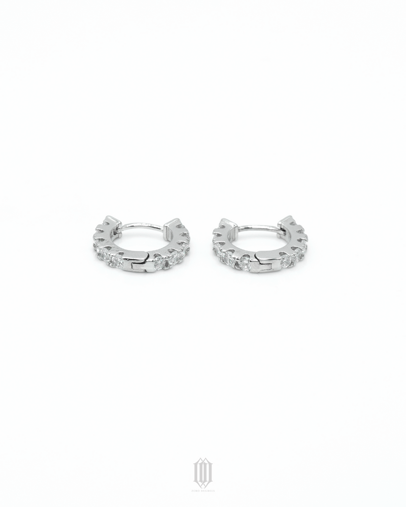 Single Row Hoop Earrings - White Gold