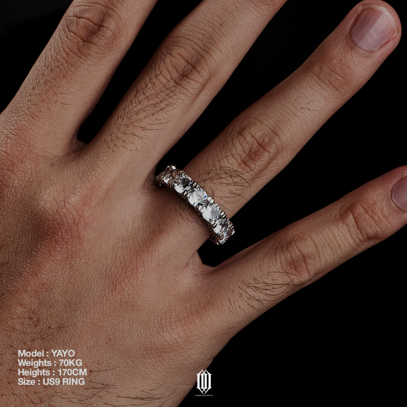 Single Row Tennis Ring - White Gold