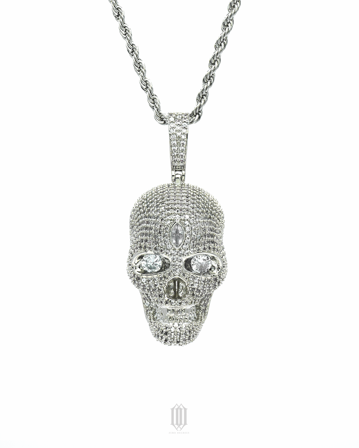Skull Pendant - White Gold