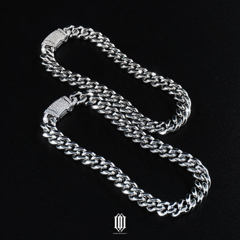 9mm Plain Jane with Iced Out Clasp Bracelet - White Gold