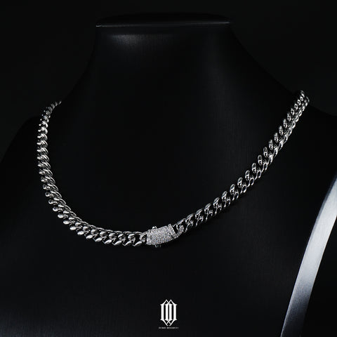 9mm Plain Jane with Iced Out Clasp - White Gold