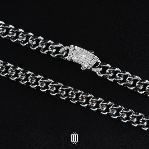 9mm Plain Jane with Iced Out Clasp - White Gold