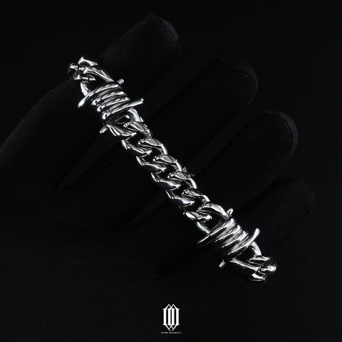 Barb Wire Plain Jane Cuban Link Bracelet