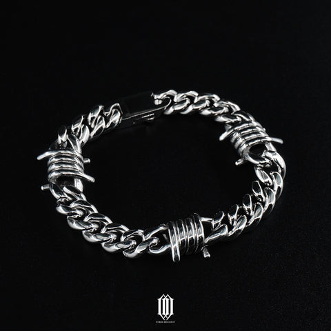 Barb Wire Plain Jane Cuban Link Bracelet