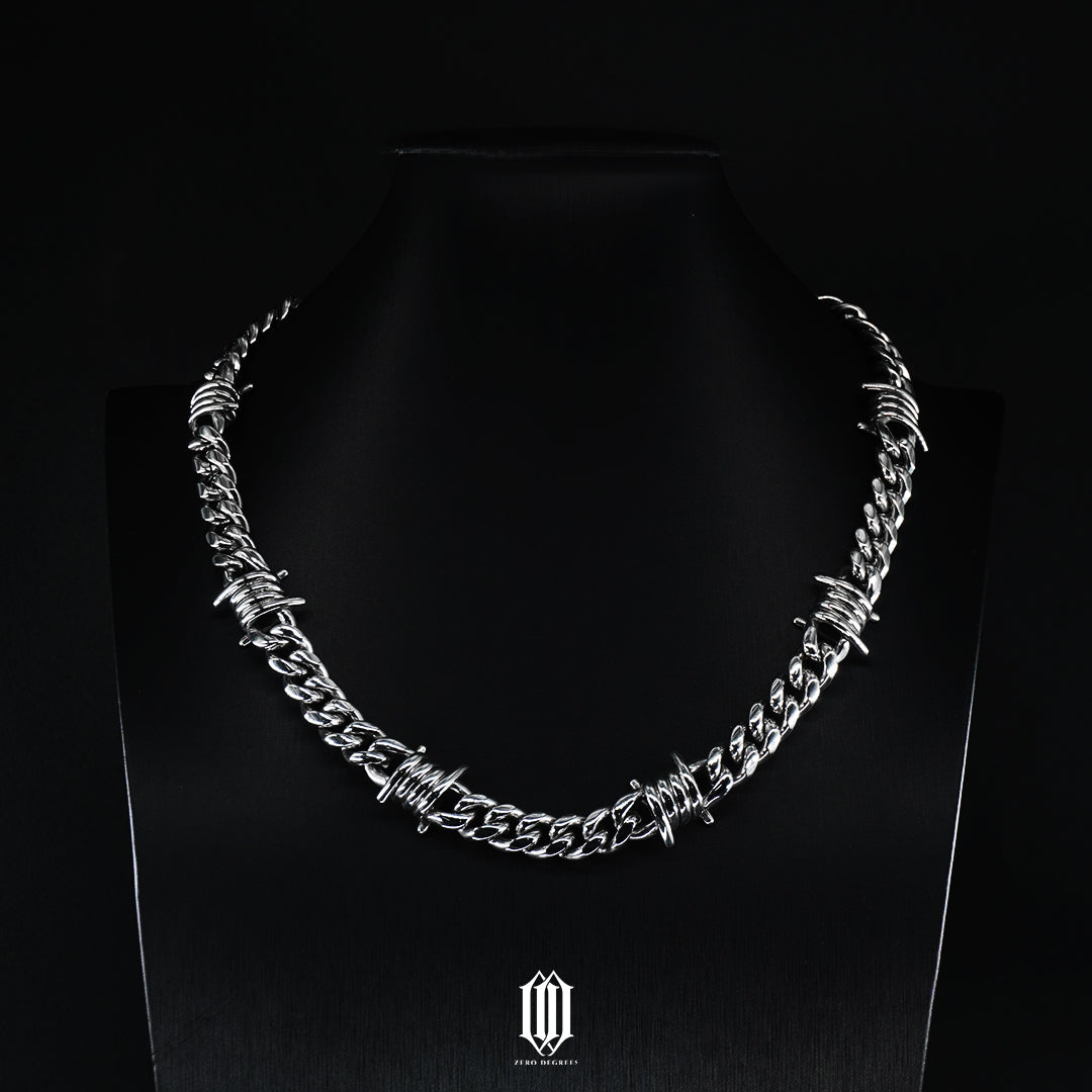 Barb Wire Plain Jane Cuban Link Necklace