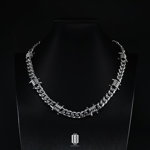 Barb Wire Plain Jane Cuban Link Necklace