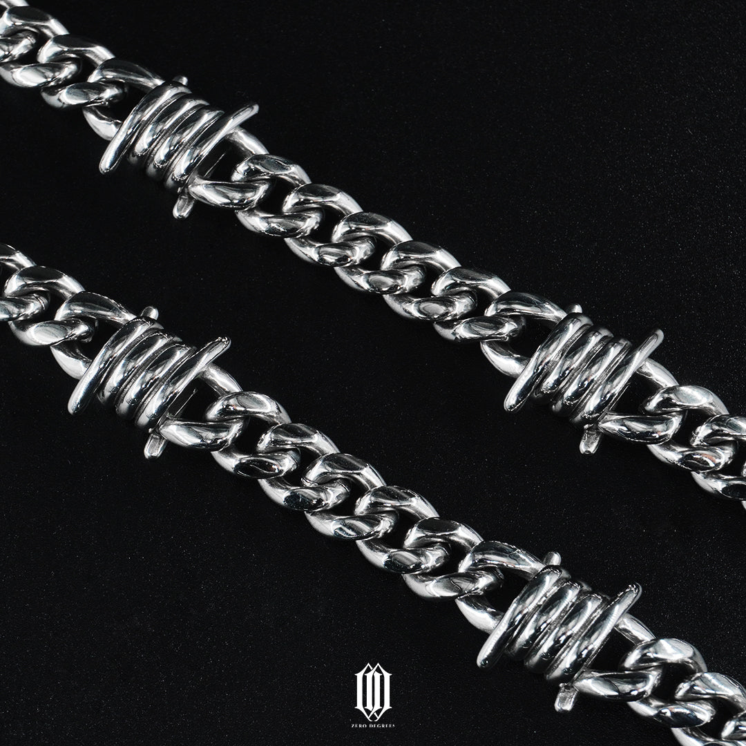 Barb Wire Plain Jane Cuban Link Necklace