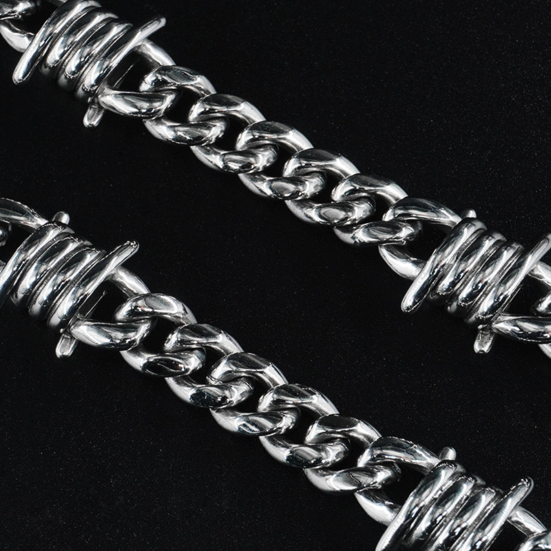 Barb Wire Plain Jane Cuban Link Necklace