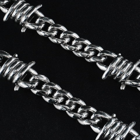Barb Wire Plain Jane Cuban Link Necklace