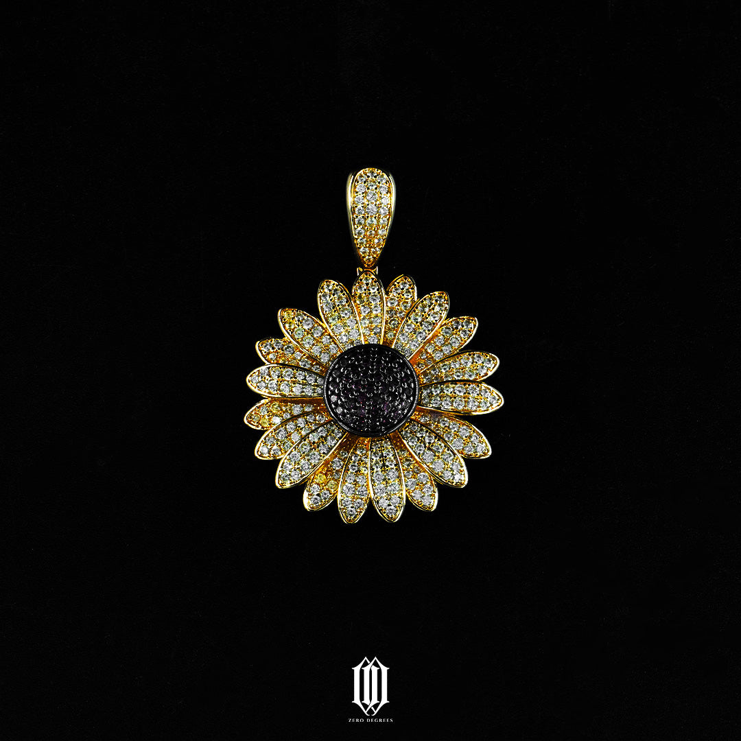 Sunflower Spinner Pendant - Gold