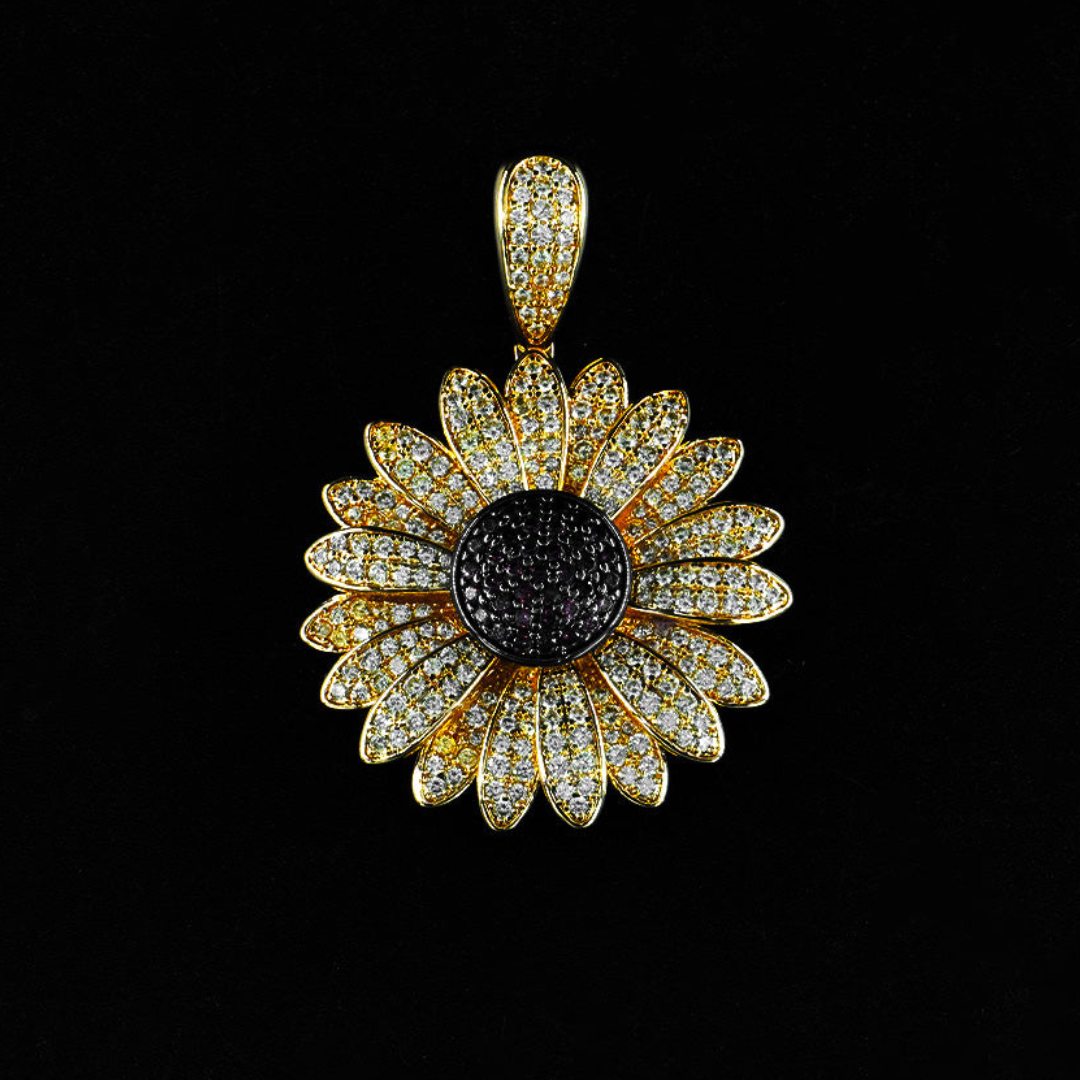 Sunflower Spinner Pendant - Gold