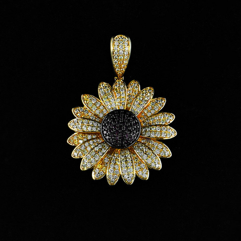 Sunflower Spinner Pendant - Gold