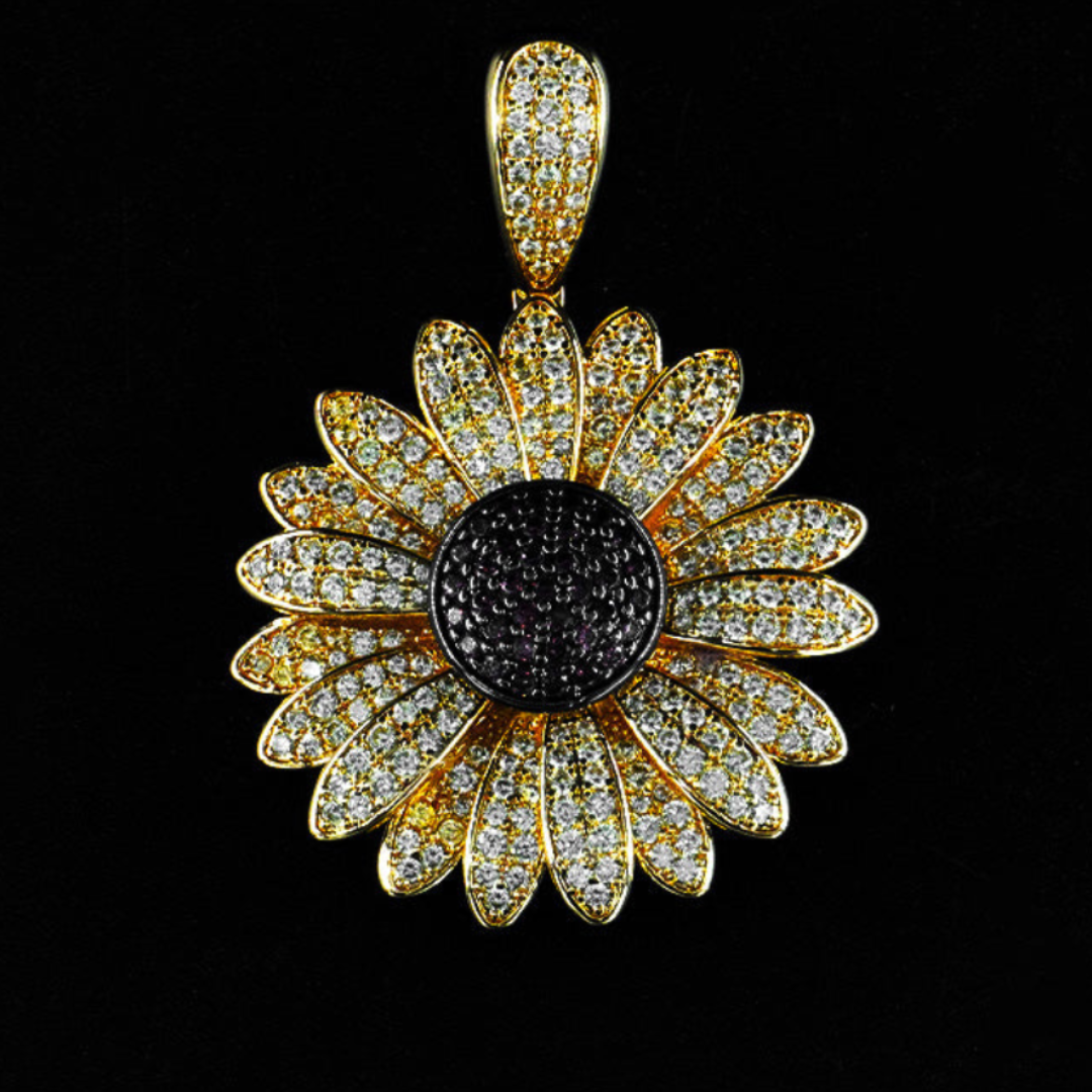 Sunflower Spinner Pendant - Gold