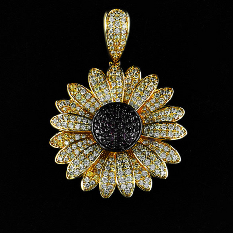 Sunflower Spinner Pendant - Gold