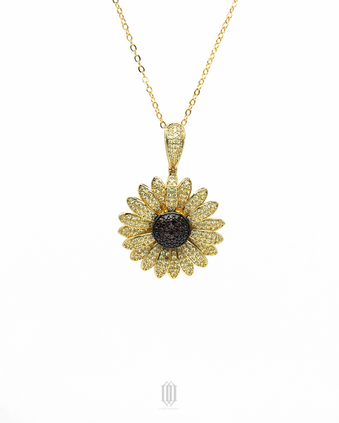 Sunflower Spinner Pendant - Gold