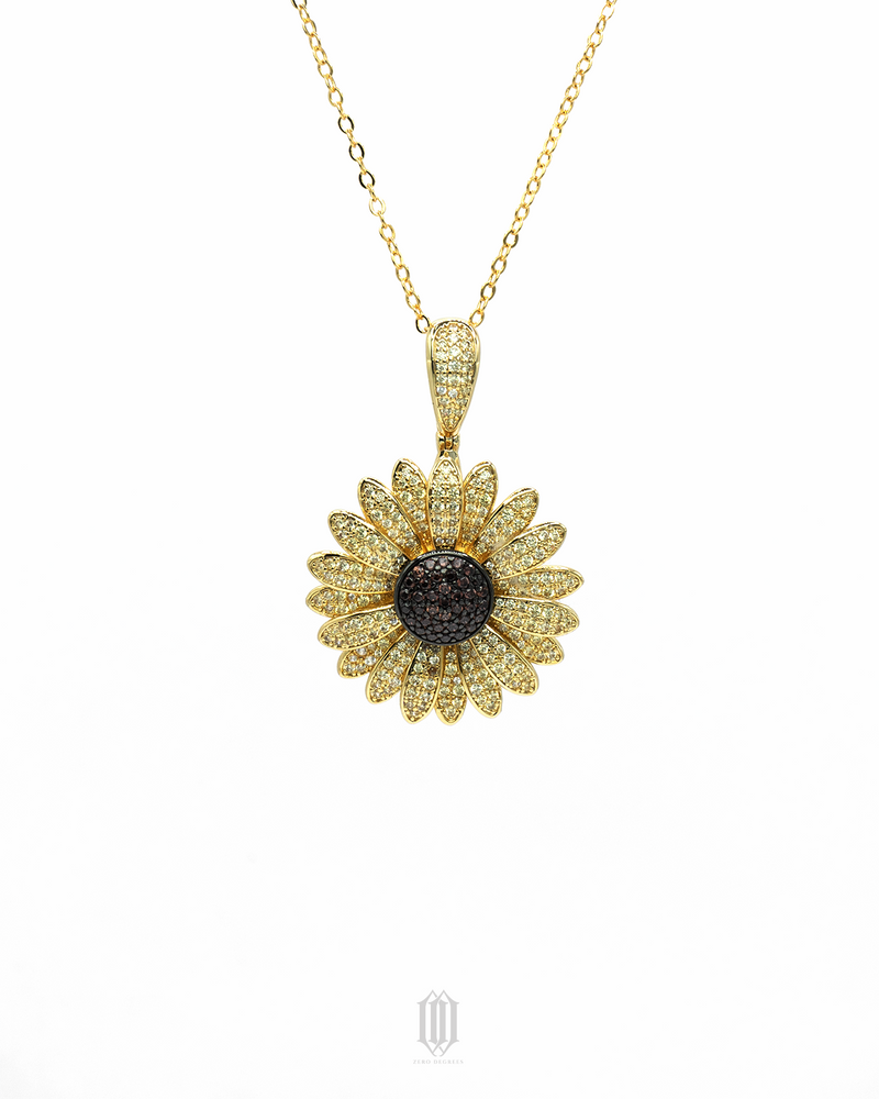 Sunflower Spinner Pendant - Gold