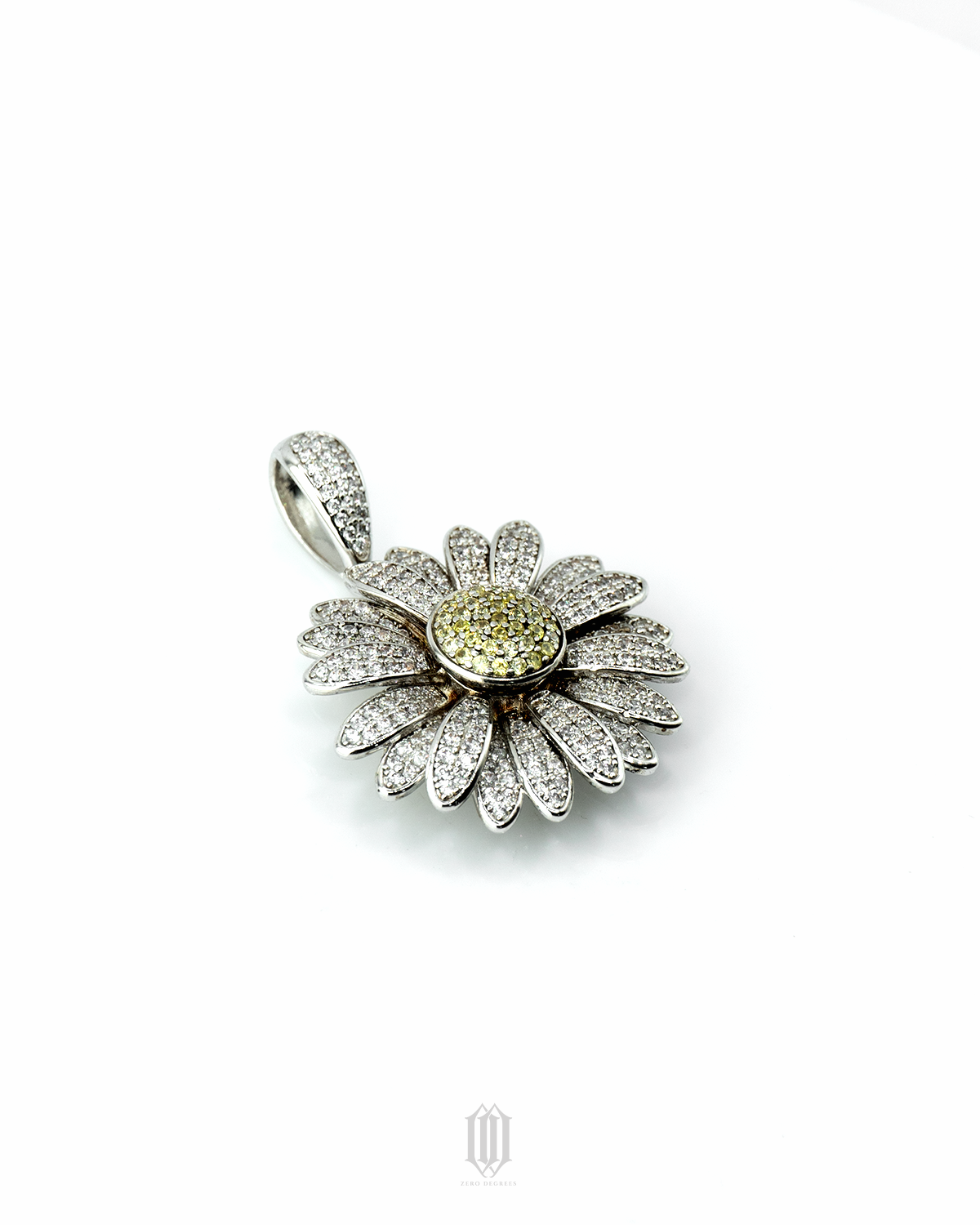 Sunflower Spinner Pendant - White Gold