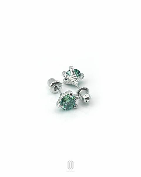 VVS  Moissanite Aquamarine Dragon Claw Earstuds
