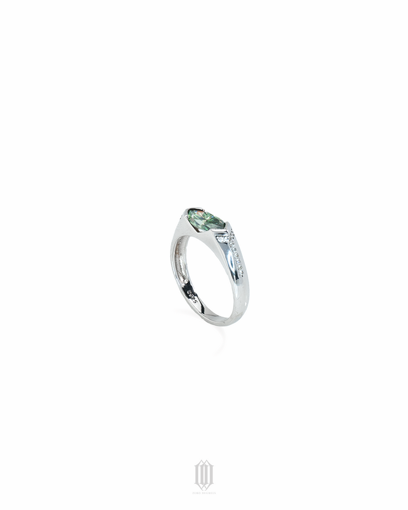 VVS Moissanite Emerald Green Ring - White Gold