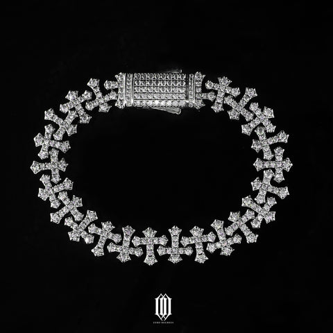 Victorian Cross Bracelet - White Gold