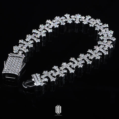 Victorian Cross Bracelet - White Gold