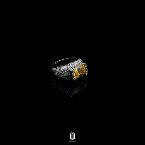 Yellow Radiant Signet Ring - White Gold