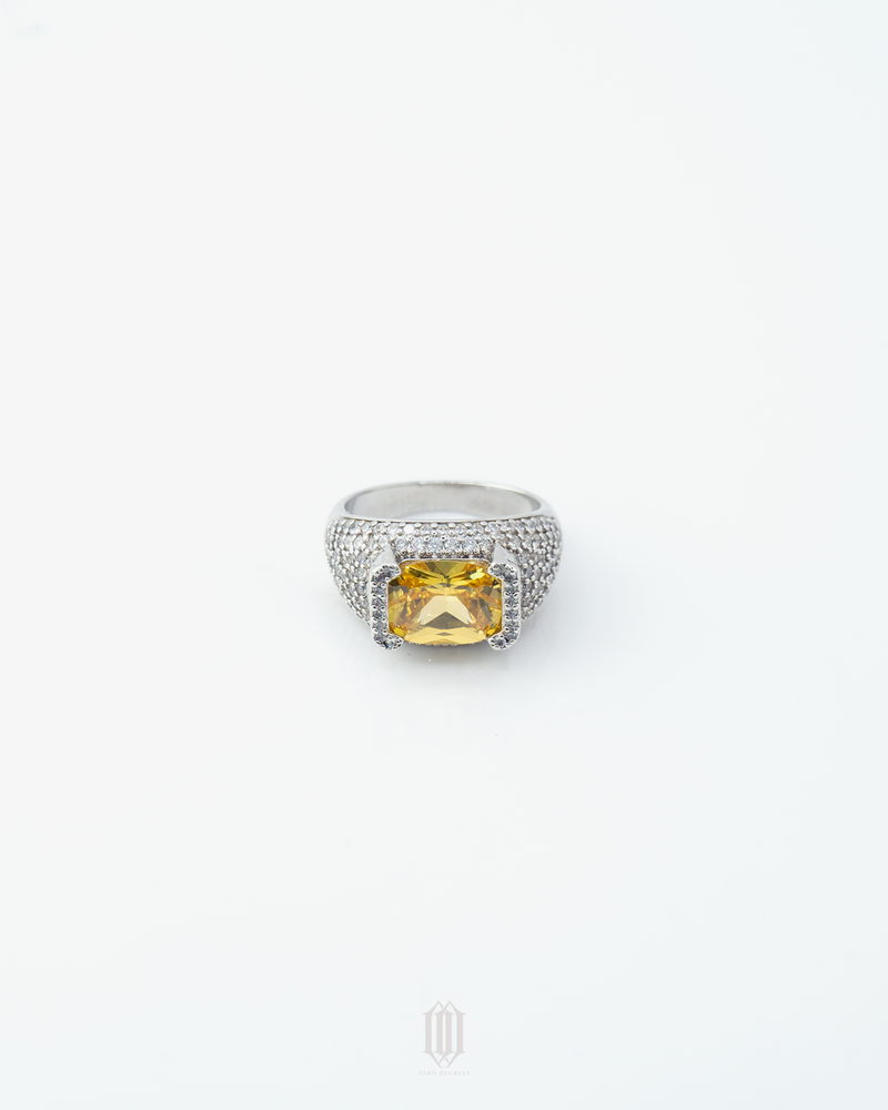 Yellow Radiant Signet Ring - White Gold