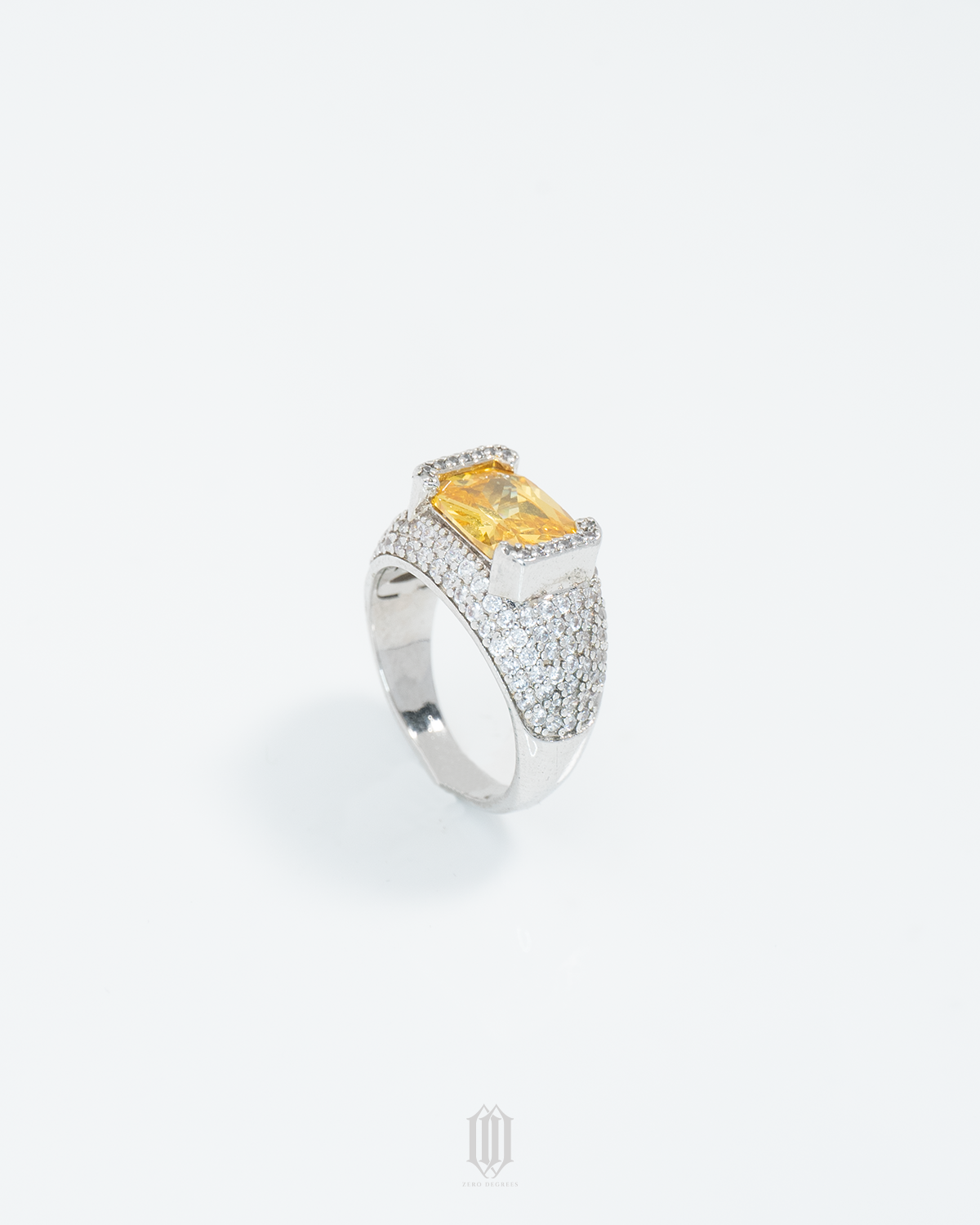 Yellow Radiant Signet Ring - White Gold