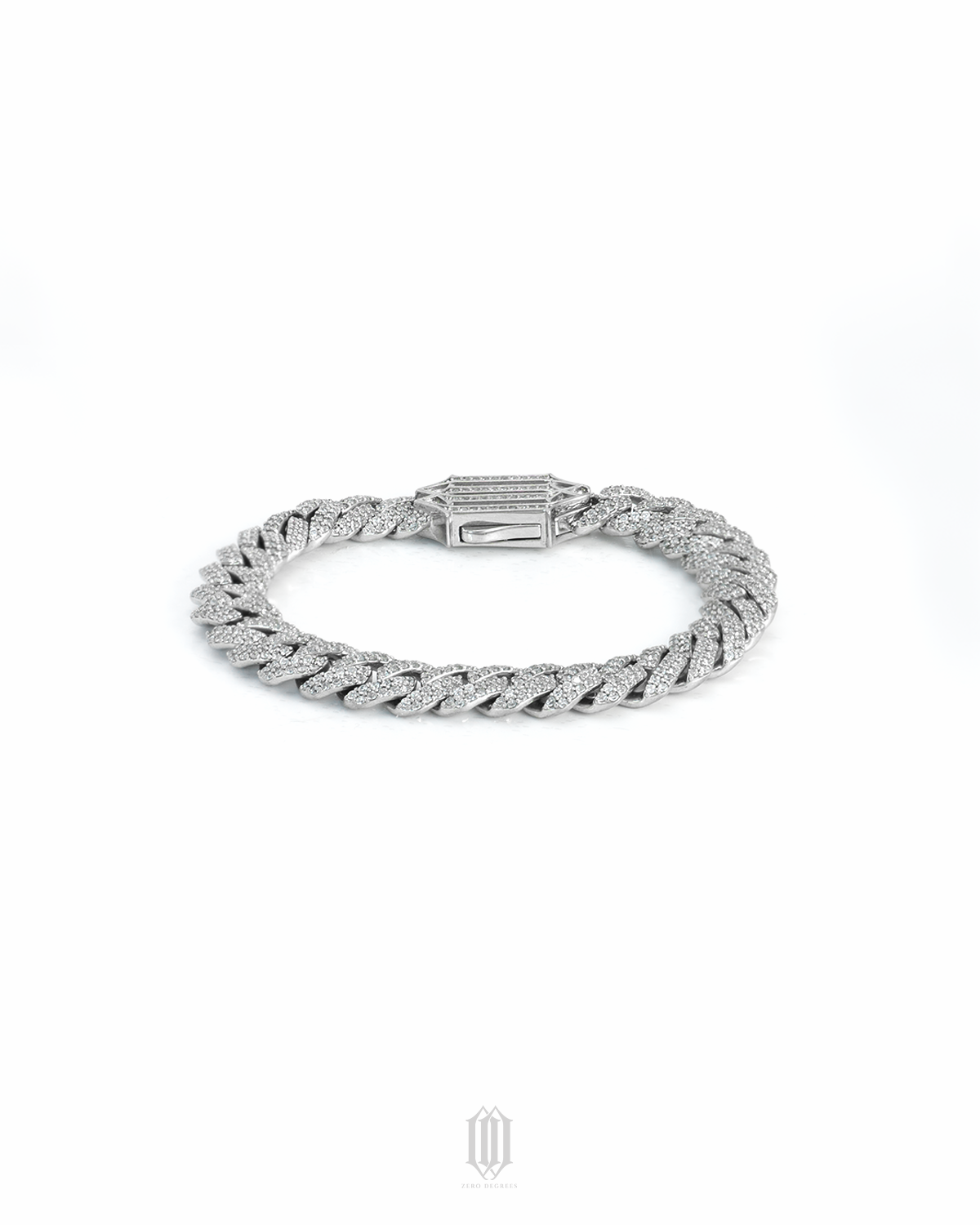 ZDG 10mm Prong Cuban Link Bracelet - White Gold