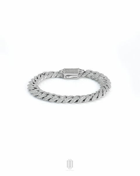 ZDG 10mm Prong Cuban Link Bracelet - White Gold