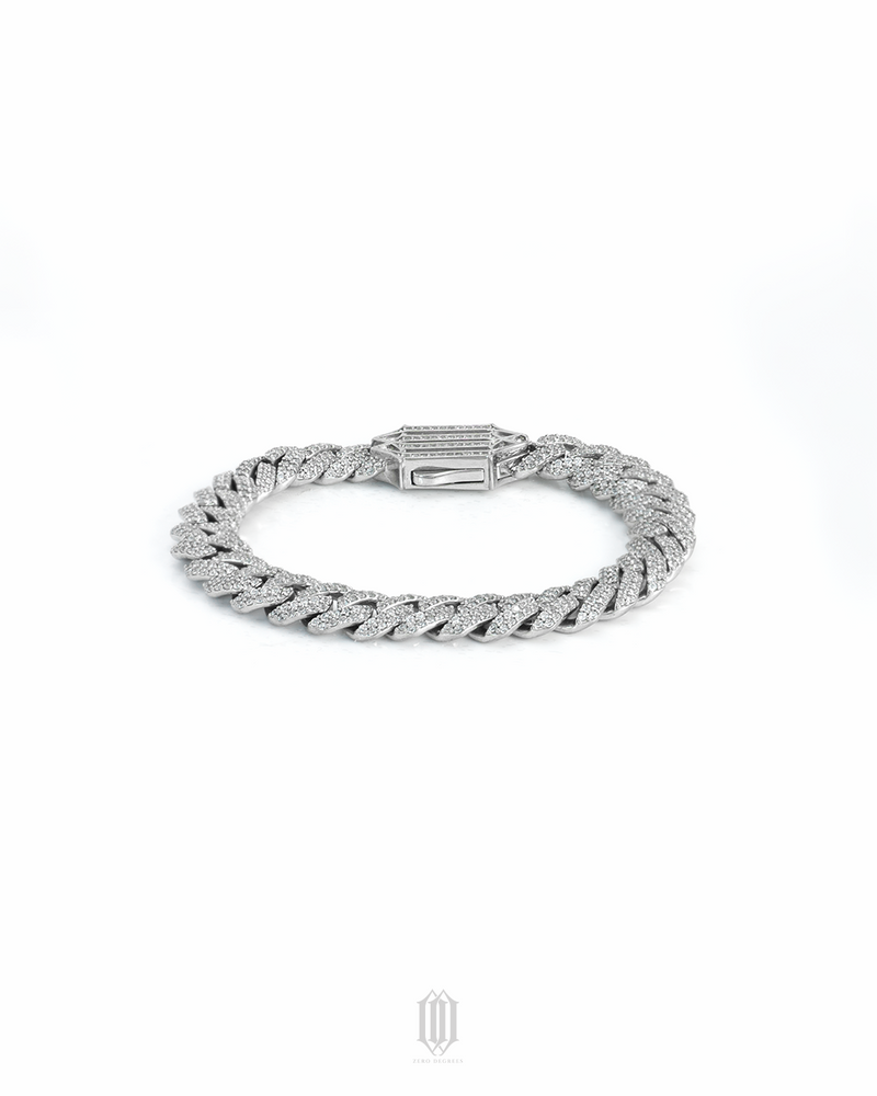 ZDG 10mm Prong Cuban Link Bracelet - White Gold