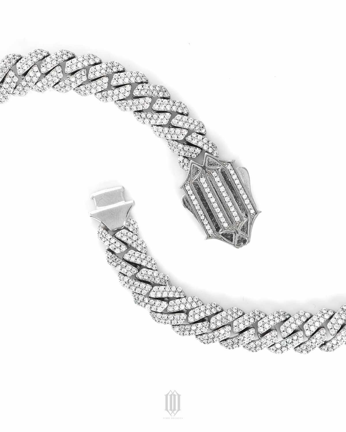 ZDG 10mm Prong Cuban Link Bracelet - White Gold