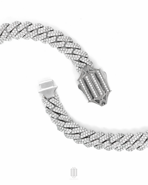 ZDG 10mm Prong Cuban Link Bracelet - White Gold