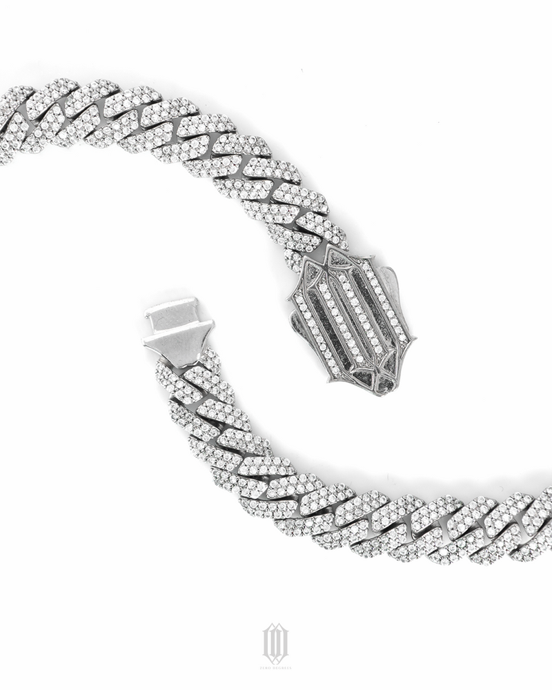 ZDG 10mm Prong Cuban Link Bracelet - White Gold