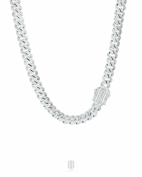 ZDG 10mm Prong Cuban Link Necklace - White Gold