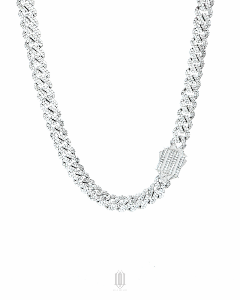 ZDG 10mm Prong Cuban Link Necklace - White Gold