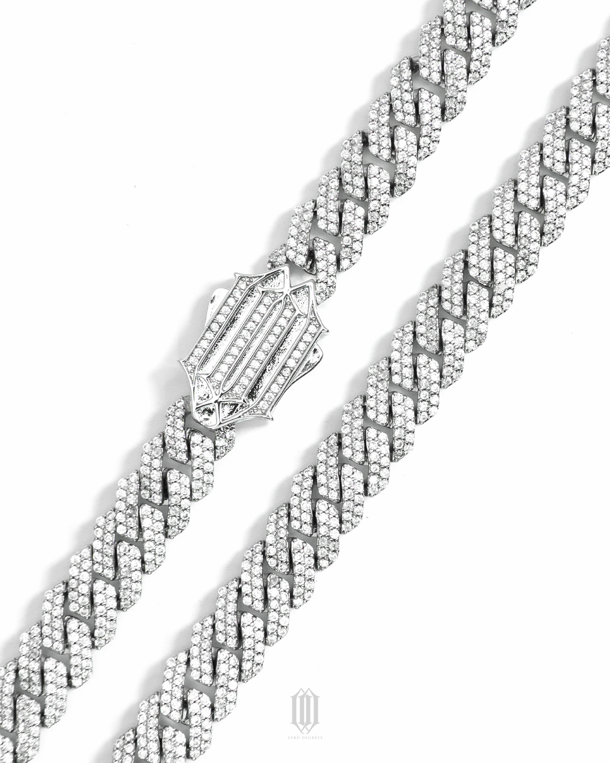 ZDG 10mm Prong Cuban Link Necklace - White Gold