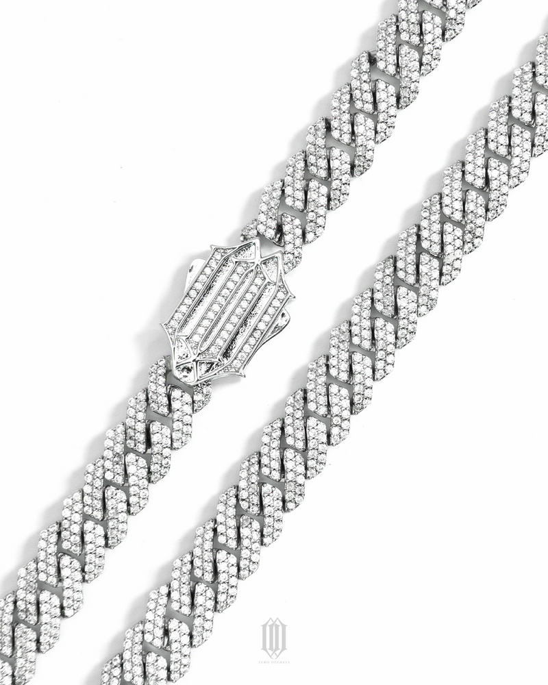ZDG 10mm Prong Cuban Link Necklace - White Gold
