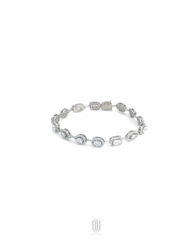 ZDG Clustered Distinct Cut Tennis Bracelet - White Gold