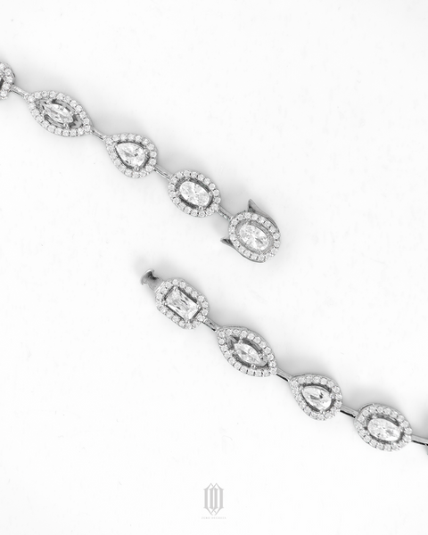 ZDG Clustered Distinct Cut Tennis Bracelet - White Gold