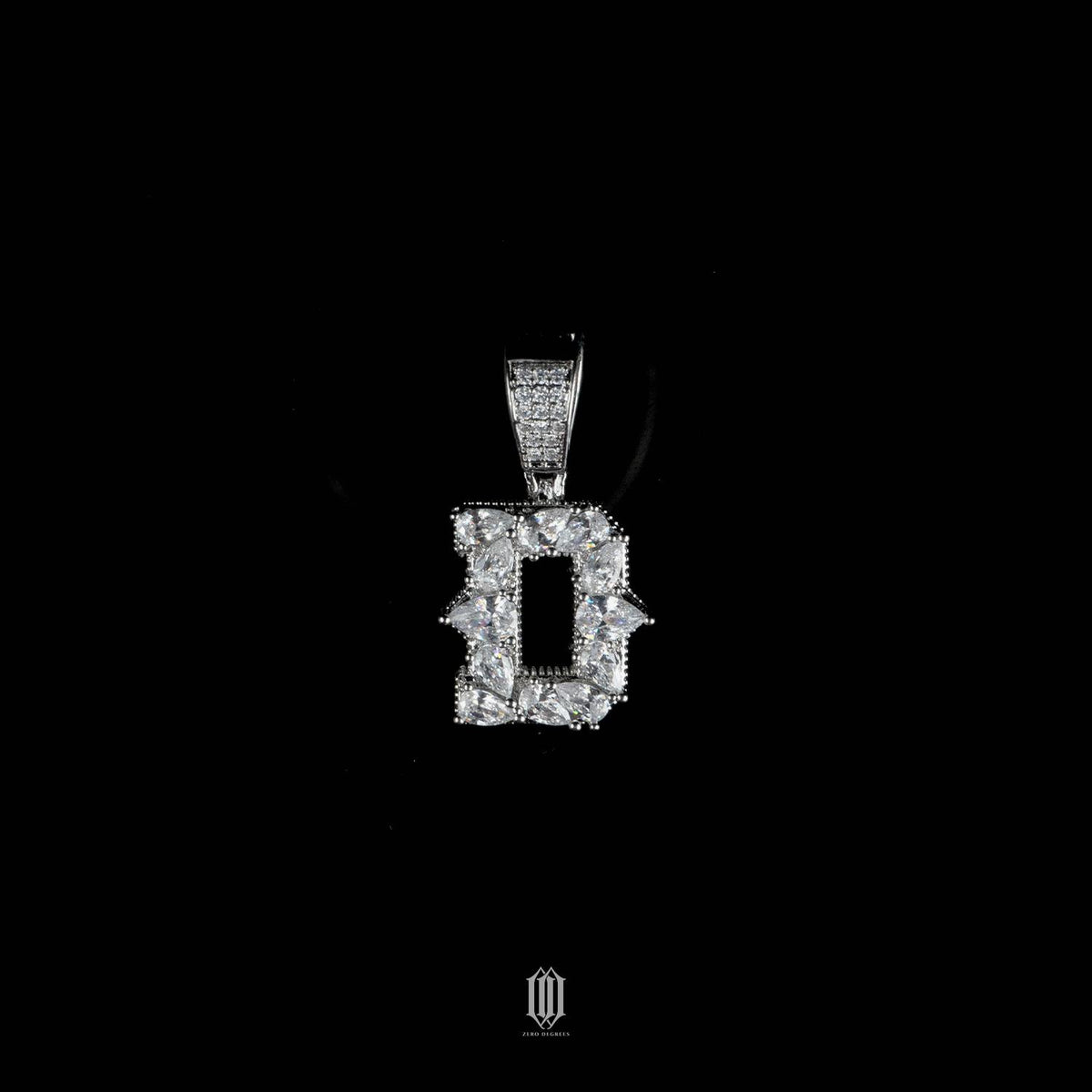 Distinct Cut Letter Pendant - White Gold - Letter D